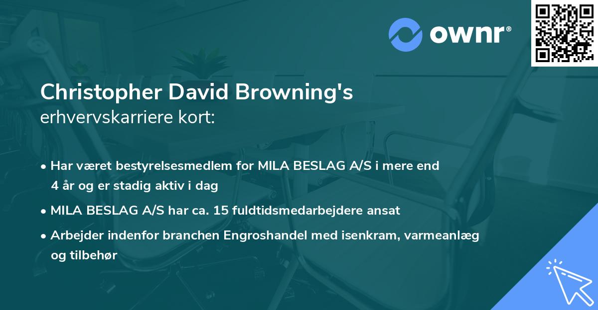 Christopher David Browning's erhvervskarriere kort