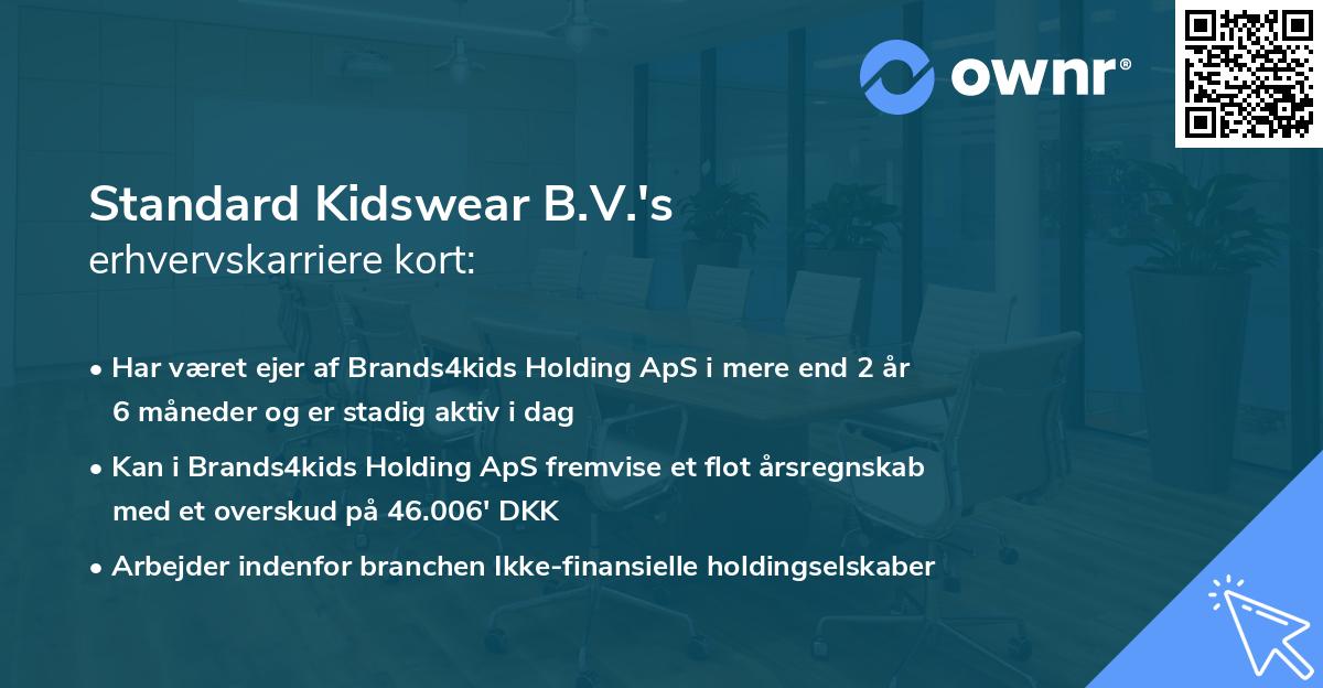 Standard Kidswear B.V.'s erhvervskarriere kort