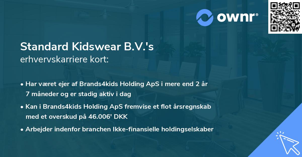 Standard Kidswear B.V.'s erhvervskarriere kort