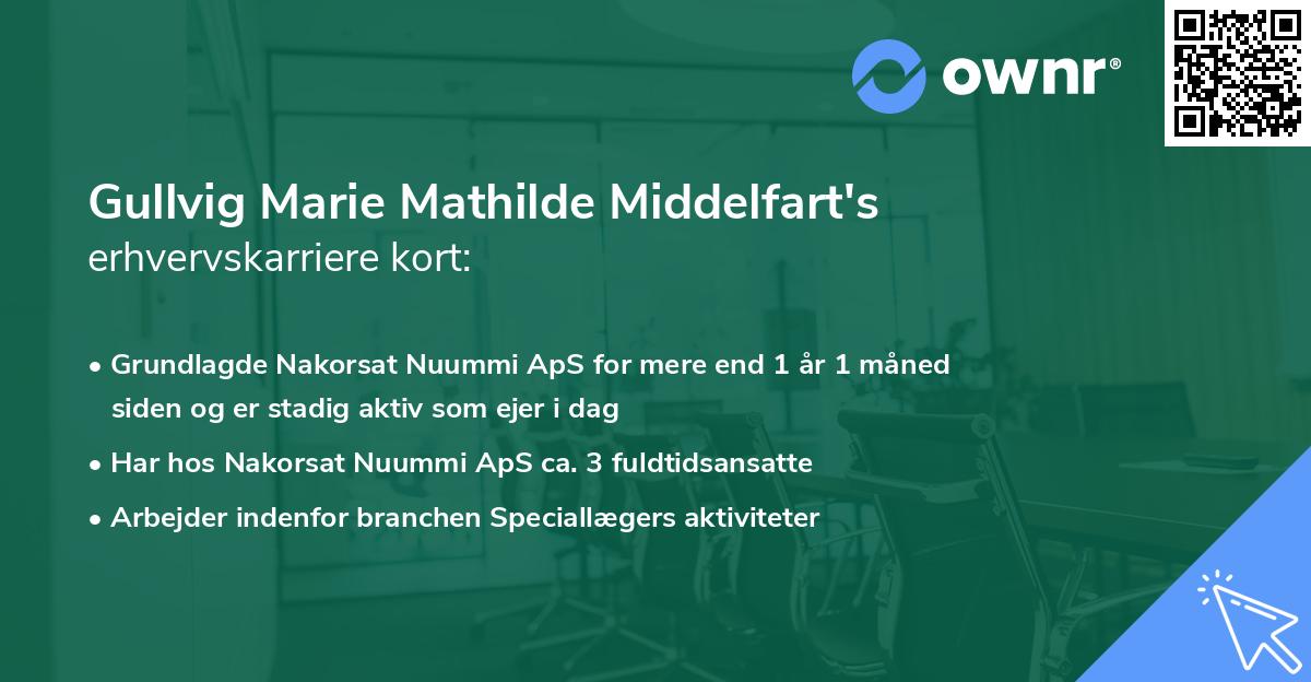 Gullvig Marie Mathilde Middelfart's erhvervskarriere kort