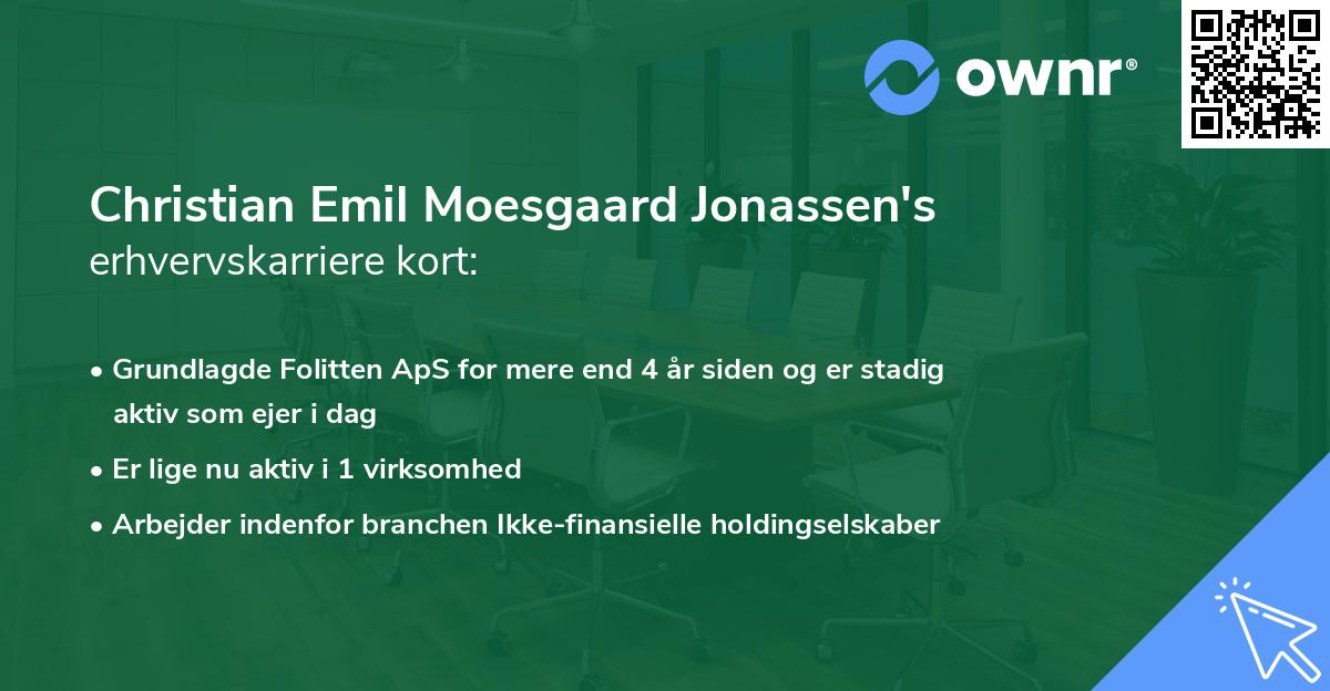 Christian Emil Moesgaard Jonassen's erhvervskarriere kort