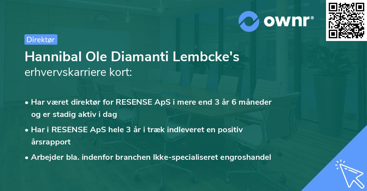 Hannibal Ole Diamanti Lembcke's erhvervskarriere kort
