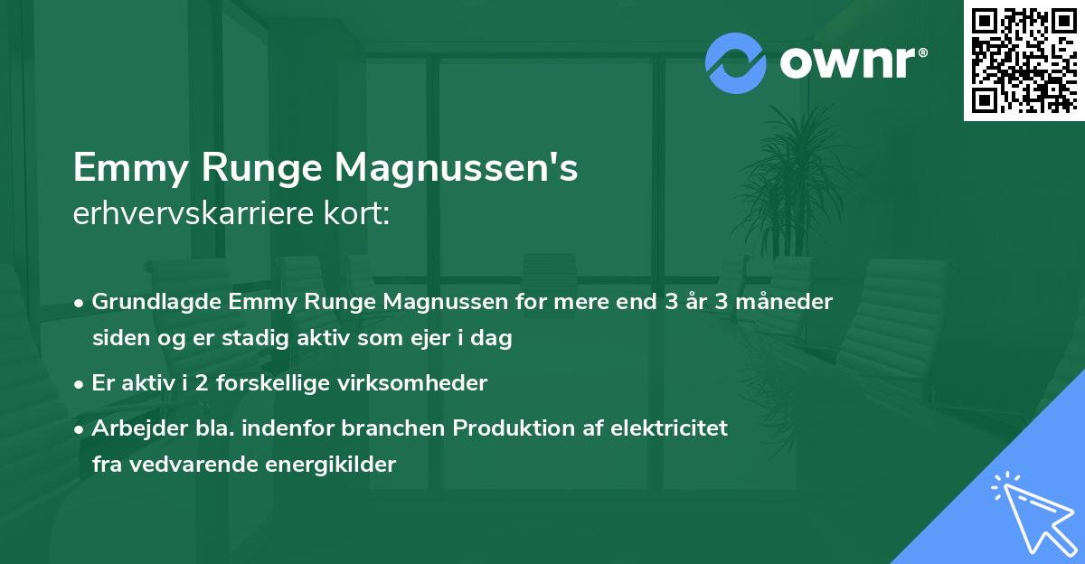 Emmy Runge Magnussen's erhvervskarriere kort