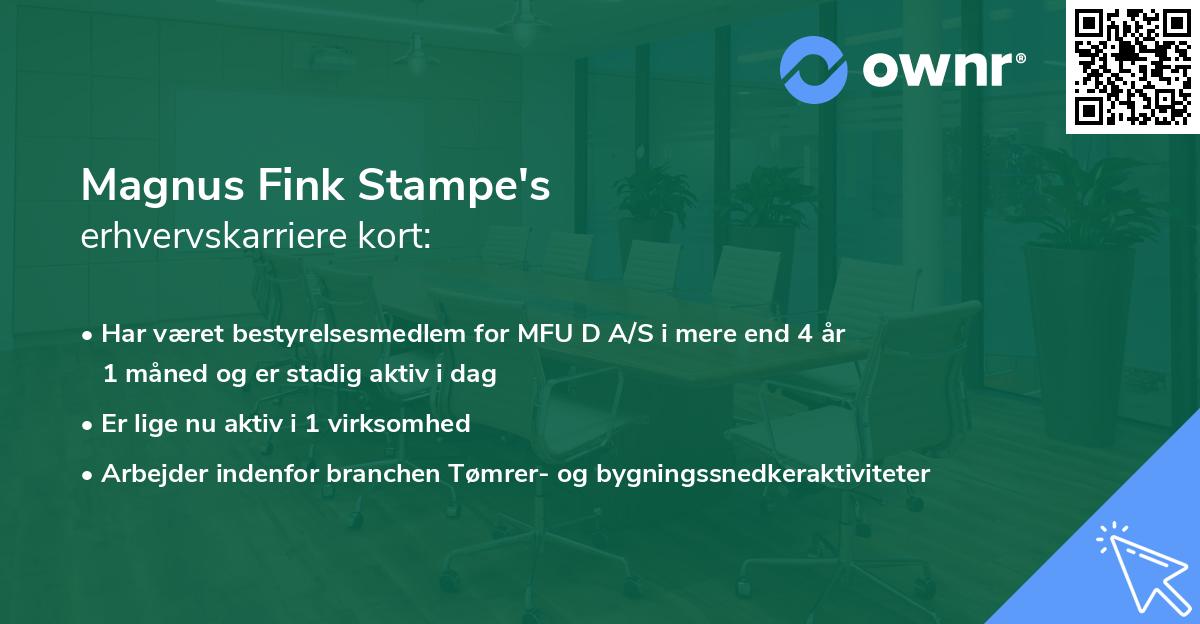 Magnus Fink Stampe's erhvervskarriere kort