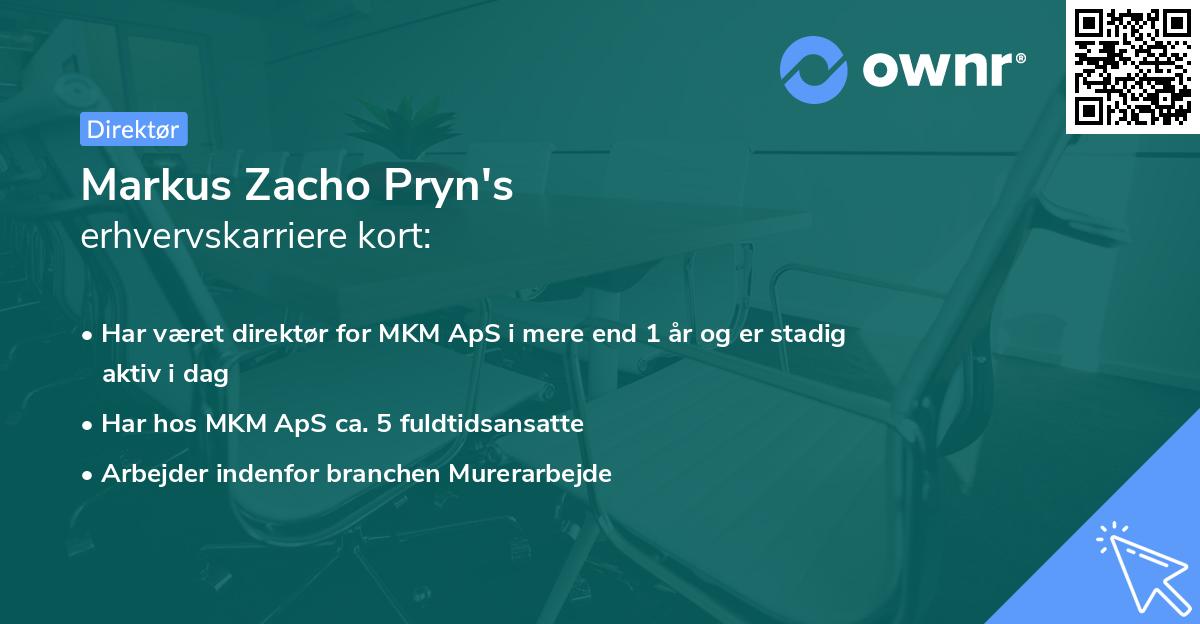 Markus Zacho Pryn's erhvervskarriere kort