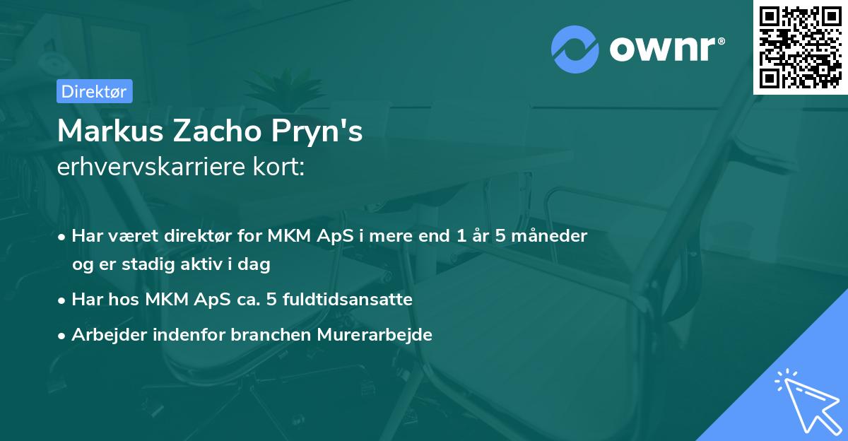 Markus Zacho Pryn's erhvervskarriere kort