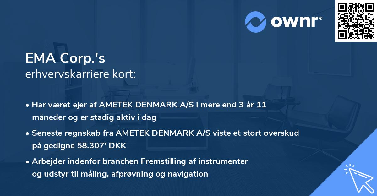 EMA Corp.'s erhvervskarriere kort