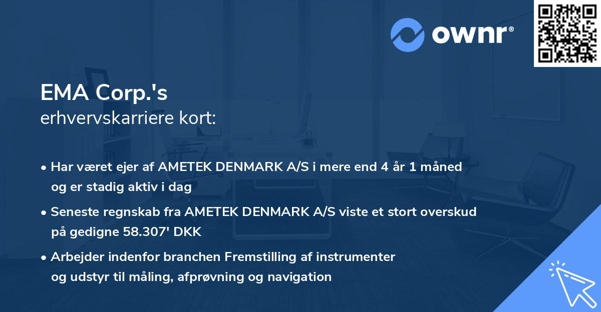 EMA Corp.'s erhvervskarriere kort