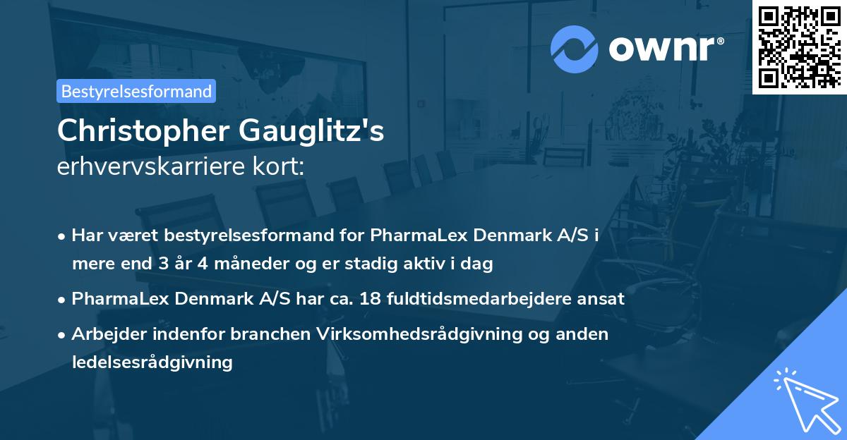Christopher Gauglitz's erhvervskarriere kort