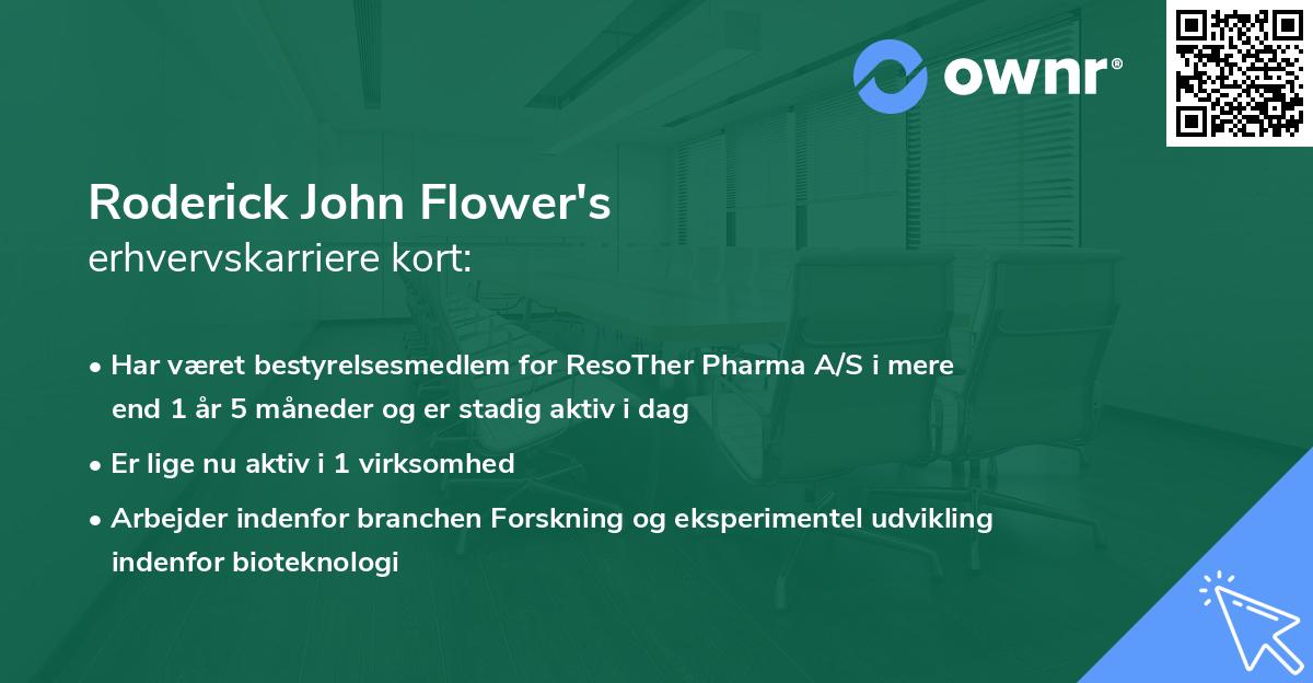 Roderick John Flower's erhvervskarriere kort