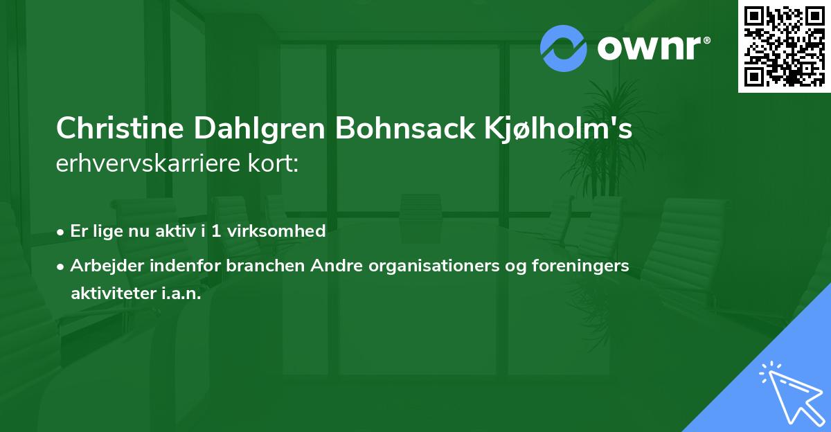 Christine Dahlgren Bohnsack Kjølholm's erhvervskarriere kort
