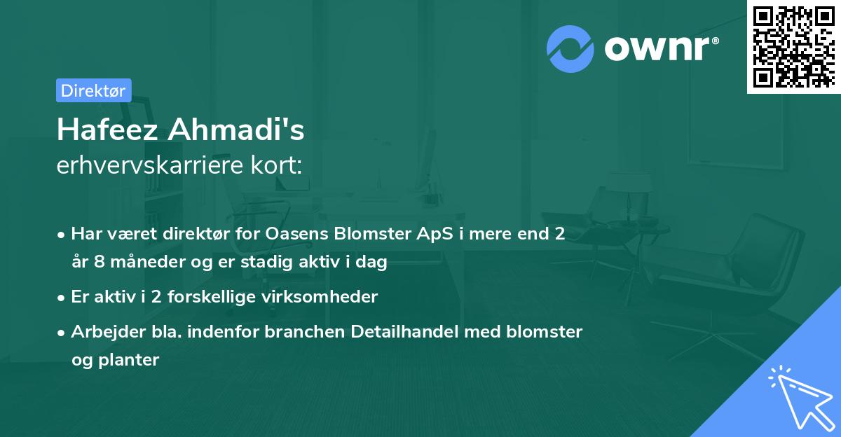 Hafeez Ahmadi's erhvervskarriere kort