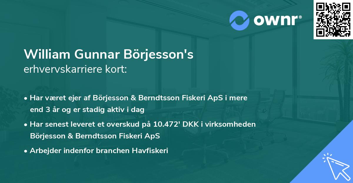 William Gunnar Börjesson's erhvervskarriere kort