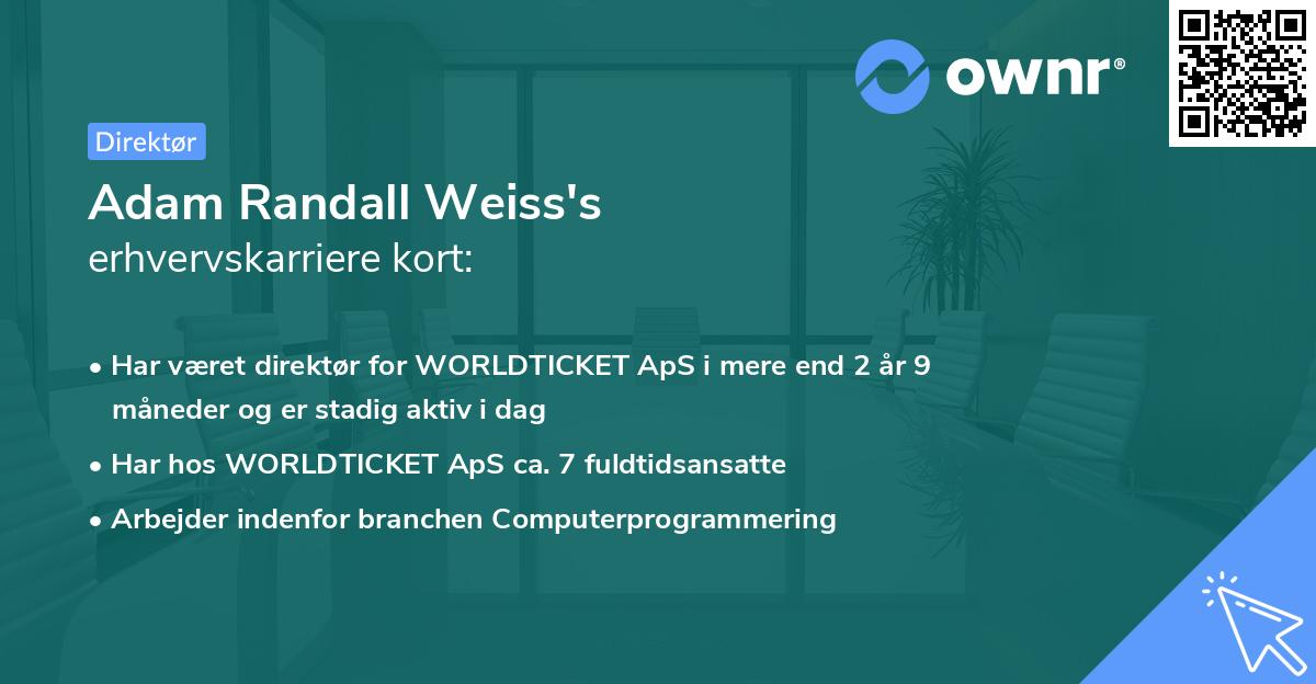 Adam Randall Weiss's erhvervskarriere kort