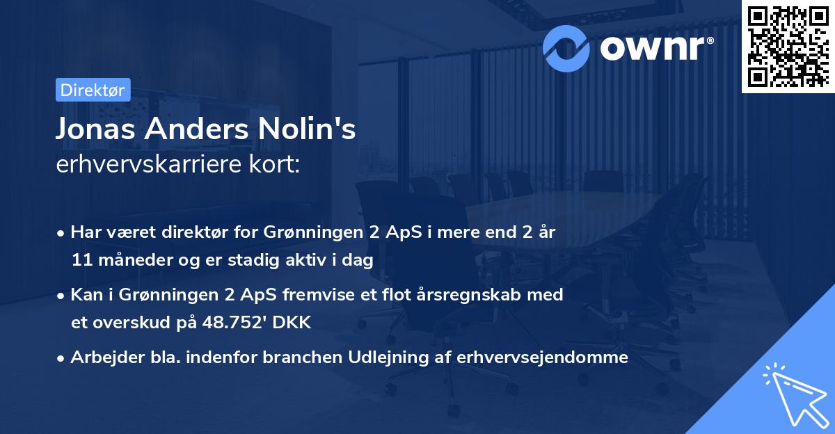 Jonas Anders Nolin's erhvervskarriere kort