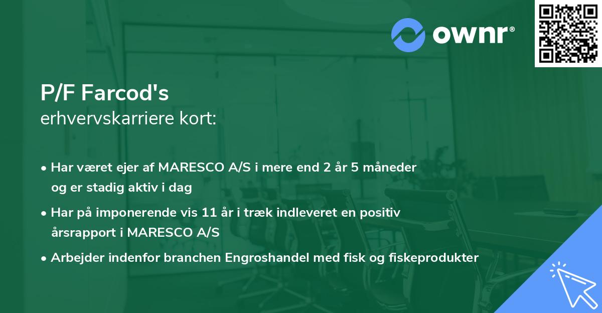 P/F Farcod's erhvervskarriere kort
