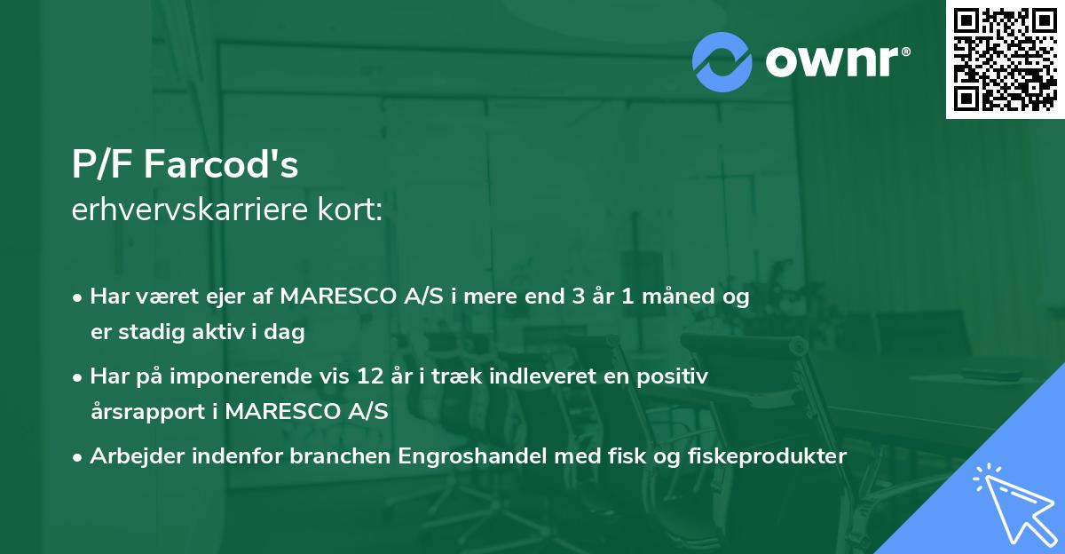 P/F Farcod's erhvervskarriere kort