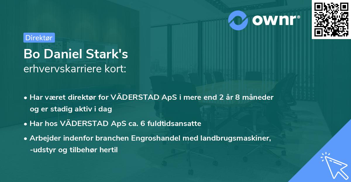 Bo Daniel Stark's erhvervskarriere kort