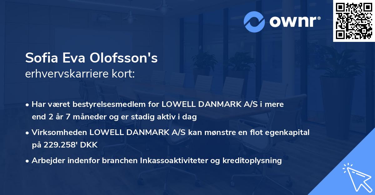 Sofia Eva Olofsson's erhvervskarriere kort