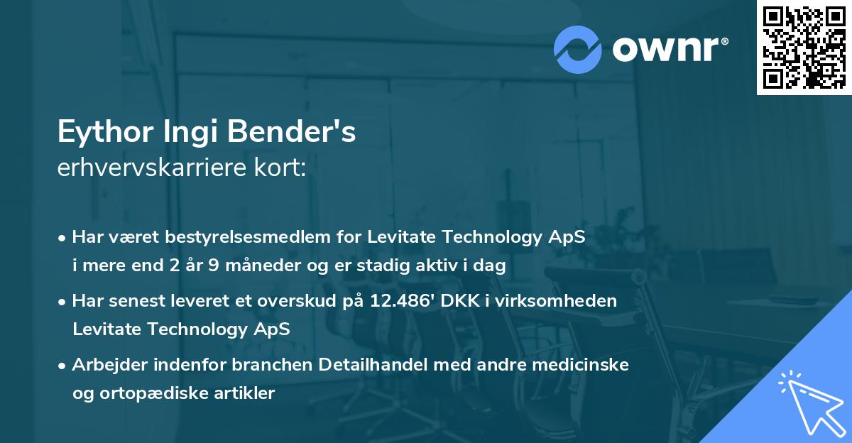 Eythor Ingi Bender's erhvervskarriere kort
