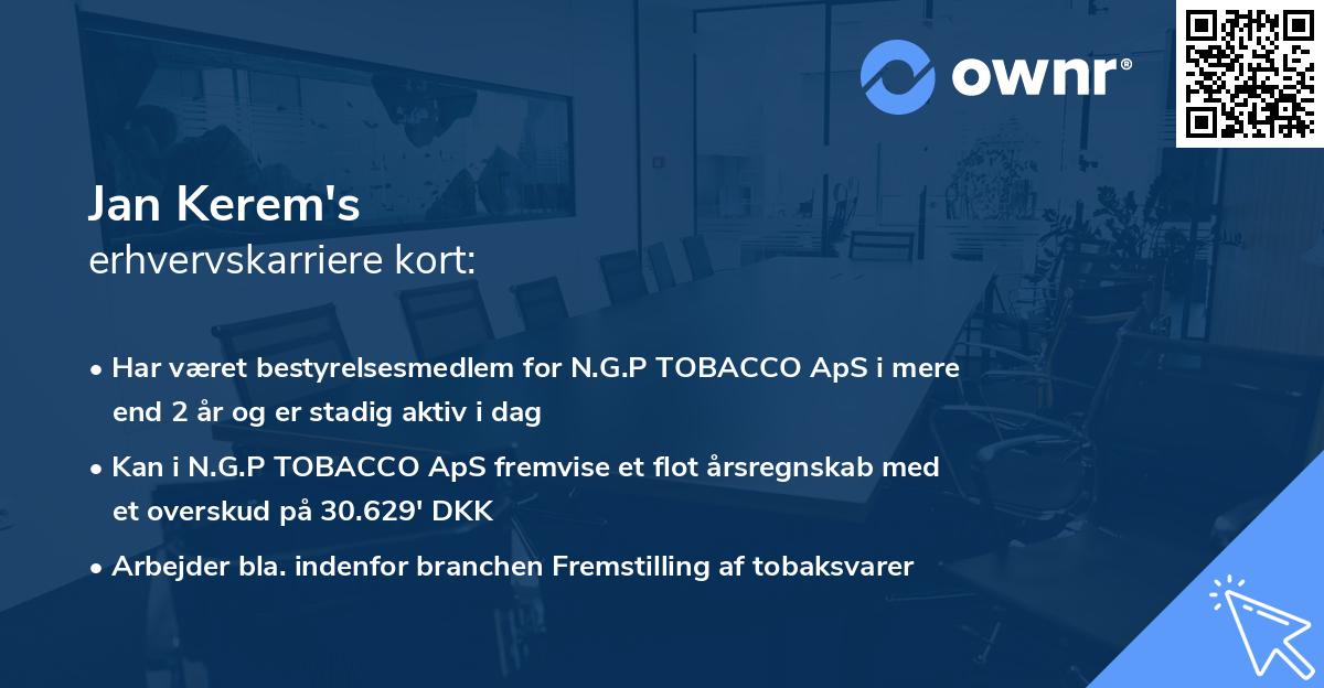 Jan Kerem's erhvervskarriere kort