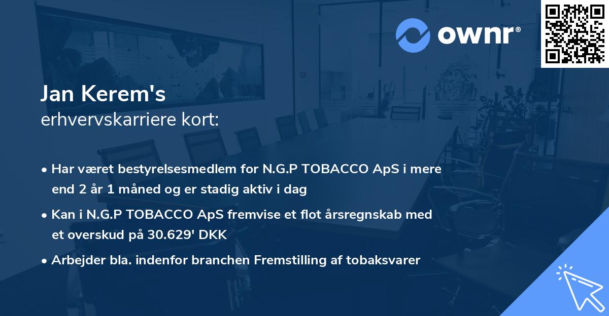 Jan Kerem's erhvervskarriere kort