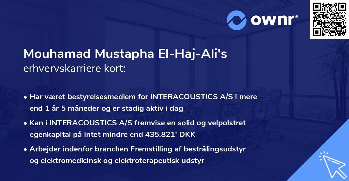 Mouhamad Mustapha El-Haj-Ali's erhvervskarriere kort