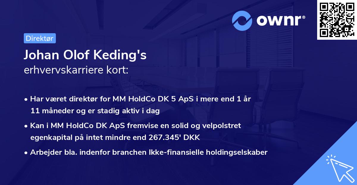 Johan Olof Keding's erhvervskarriere kort