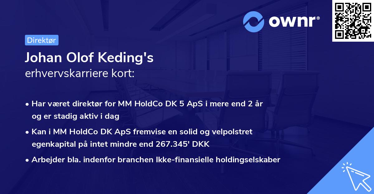 Johan Olof Keding's erhvervskarriere kort