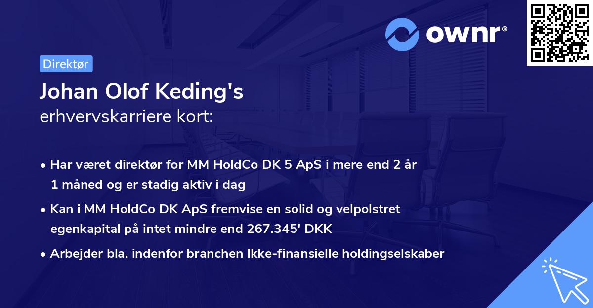 Johan Olof Keding's erhvervskarriere kort