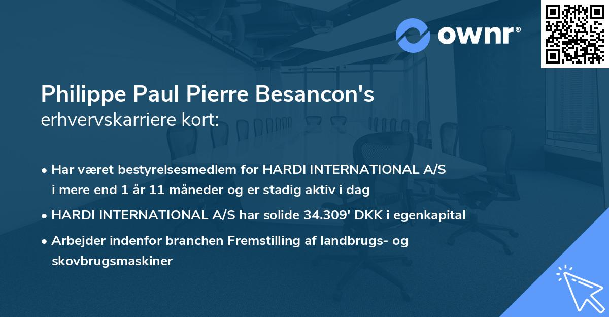 Philippe Paul Pierre Besancon's erhvervskarriere kort