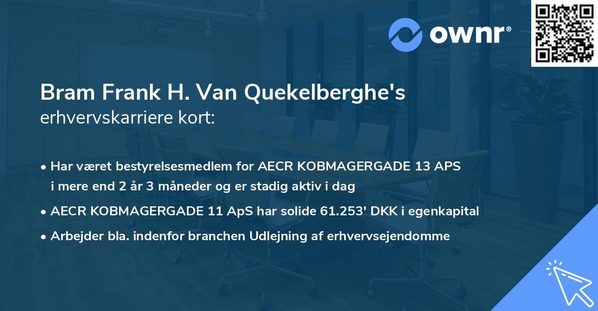 Bram Frank H. Van Quekelberghe's erhvervskarriere kort