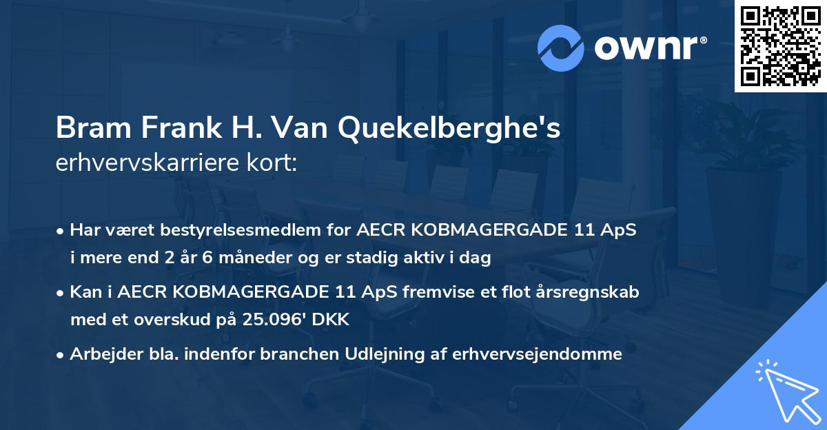 Bram Frank H. Van Quekelberghe's erhvervskarriere kort