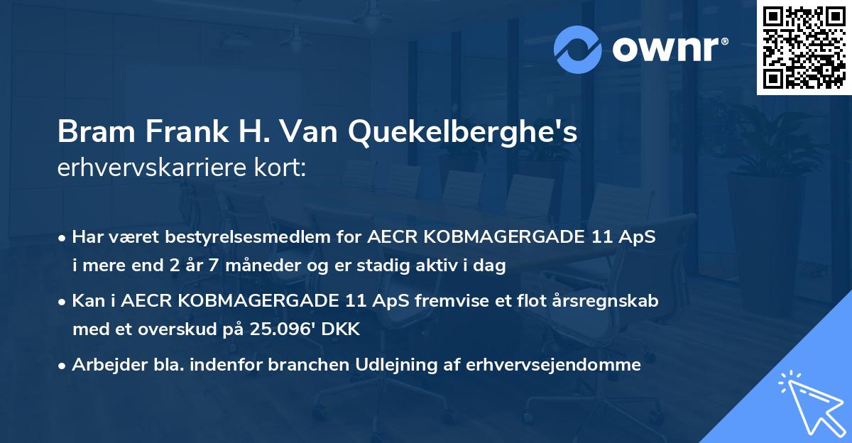 Bram Frank H. Van Quekelberghe's erhvervskarriere kort