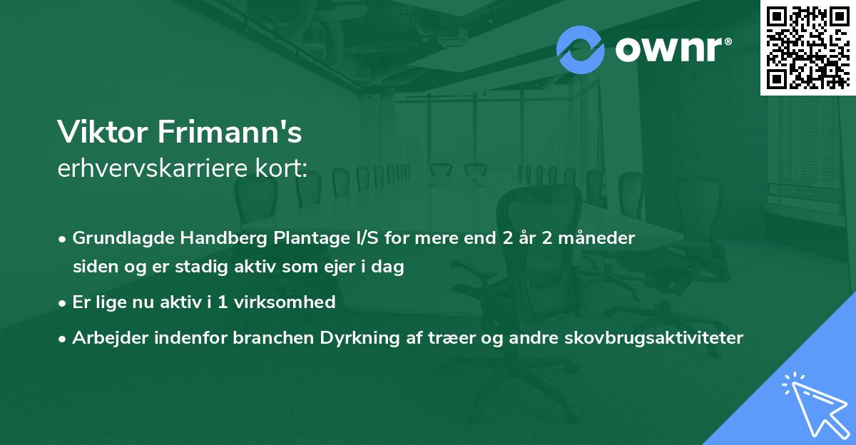 Viktor Frimann's erhvervskarriere kort