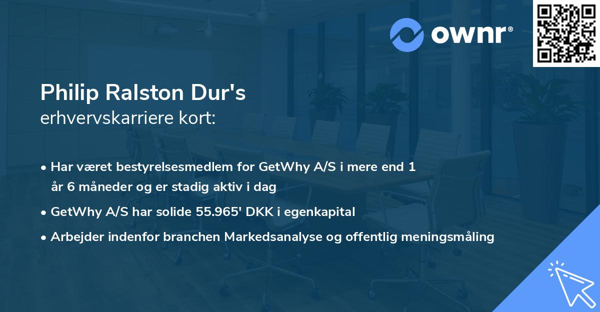 Philip Ralston Dur's erhvervskarriere kort