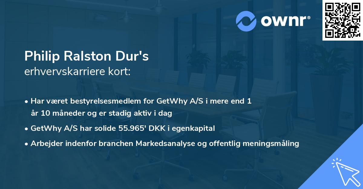 Philip Ralston Dur's erhvervskarriere kort