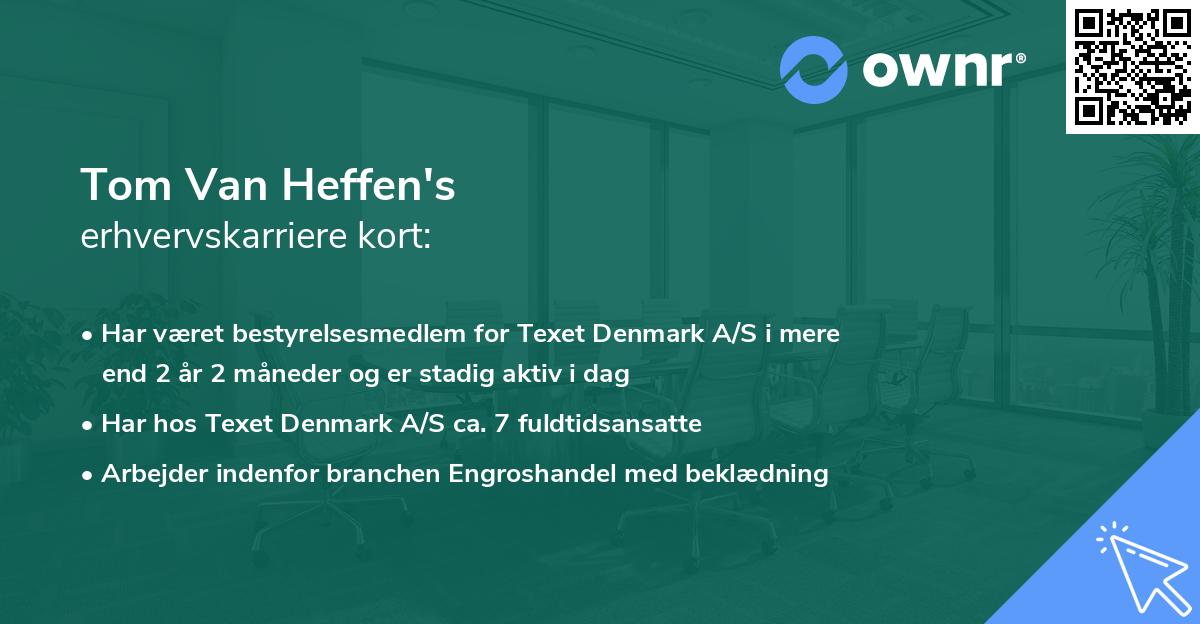 Tom Van Heffen's erhvervskarriere kort