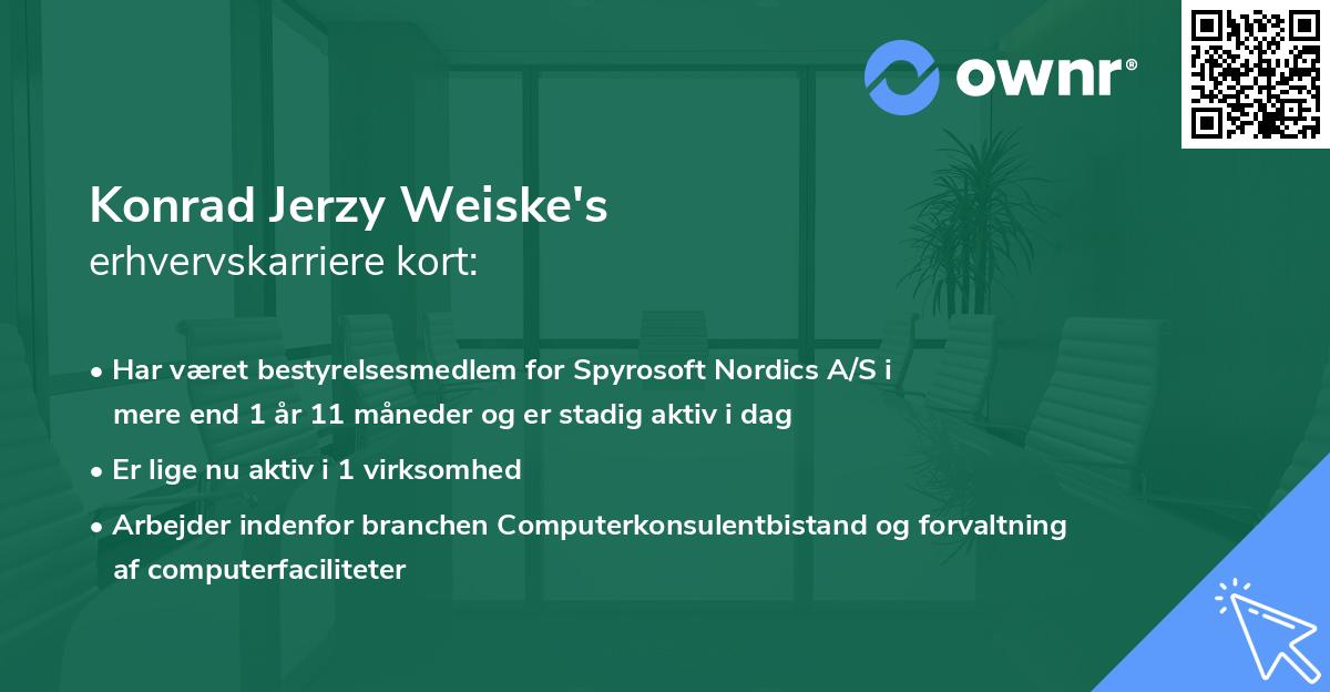 Konrad Jerzy Weiske's erhvervskarriere kort