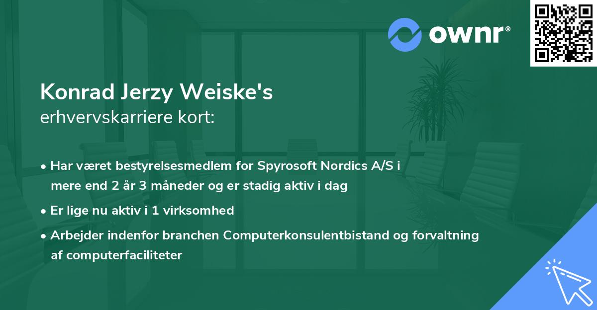 Konrad Jerzy Weiske's erhvervskarriere kort