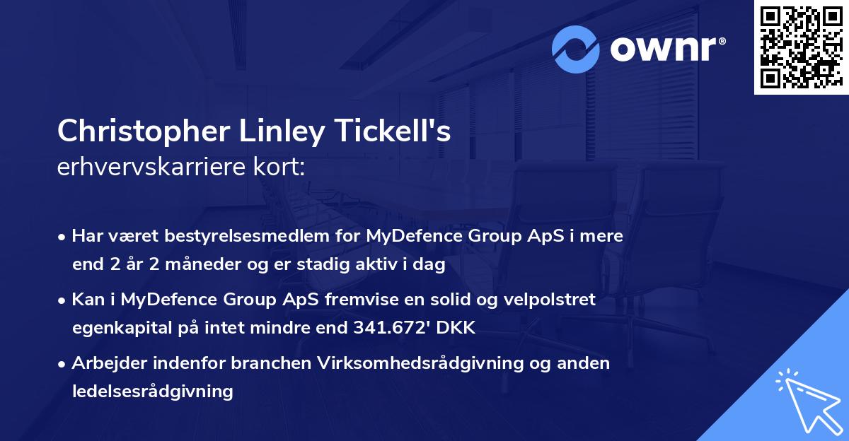 Christopher Linley Tickell's erhvervskarriere kort