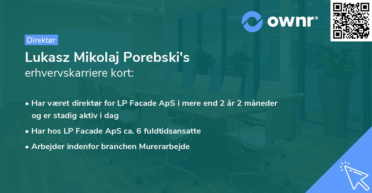 Lukasz Mikolaj Porebski's erhvervskarriere kort