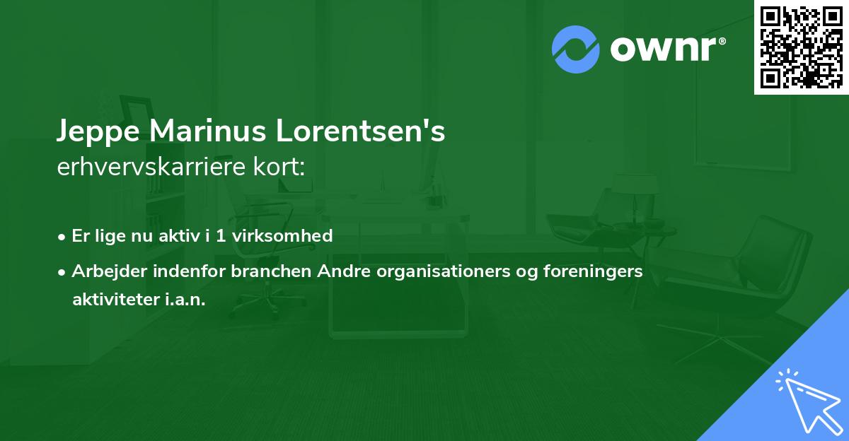 Jeppe Marinus Lorentsen's erhvervskarriere kort