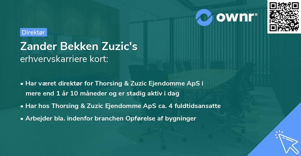 Zander Bekken Zuzic's erhvervskarriere kort