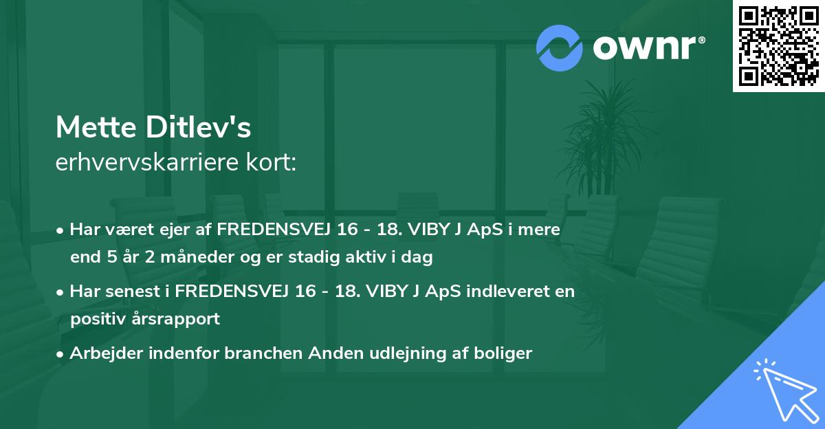 Mette Ditlev's erhvervskarriere kort
