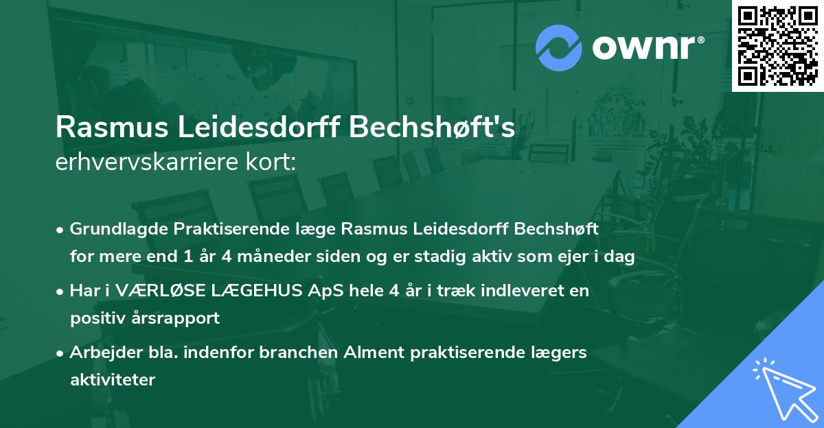 Rasmus Leidesdorff Bechshøft's erhvervskarriere kort