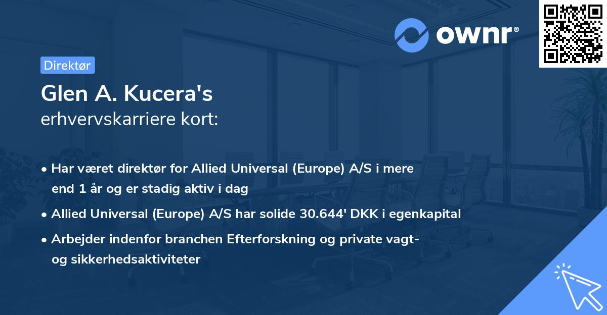 Glen A. Kucera's erhvervskarriere kort