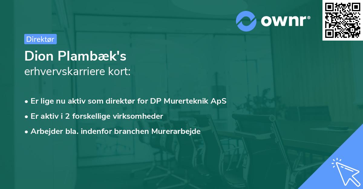Dion Plambæk's erhvervskarriere kort