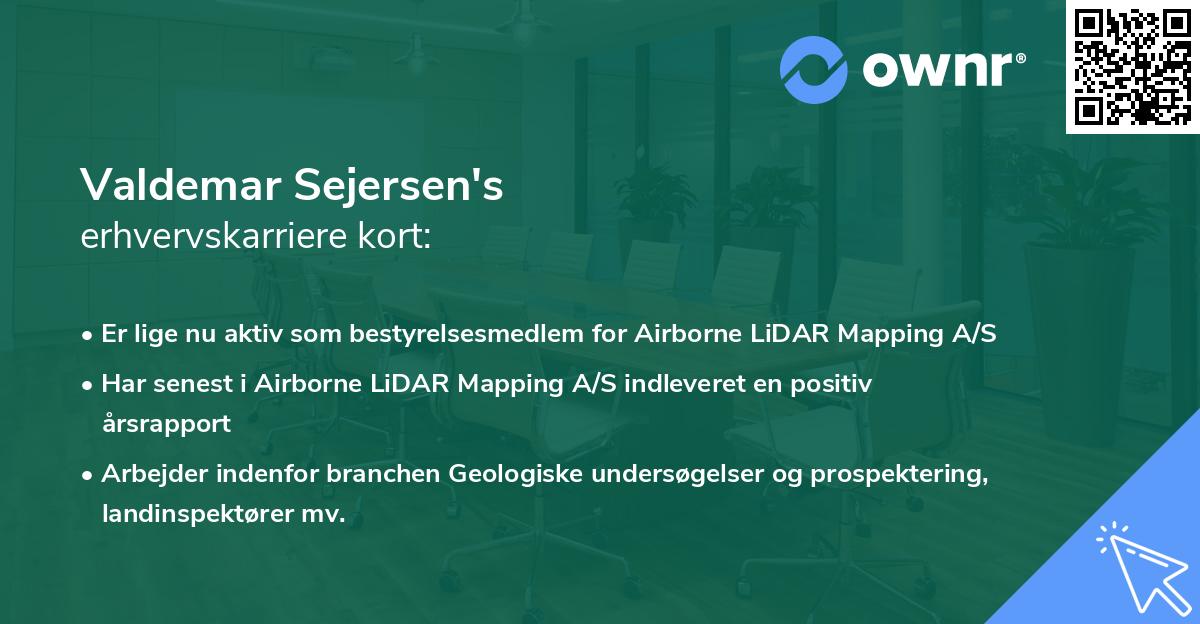 Valdemar Sejersen's erhvervskarriere kort