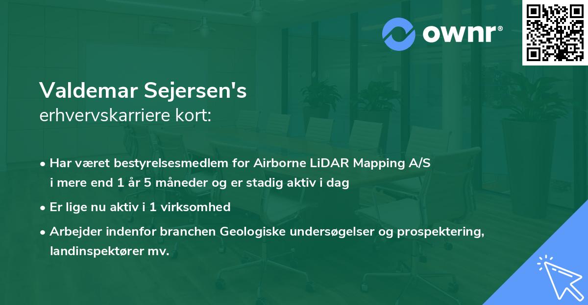 Valdemar Sejersen's erhvervskarriere kort